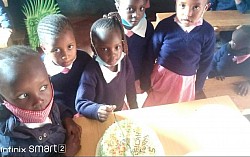 Celebrating with my classmates at Happy Day Baraka Academy PP1